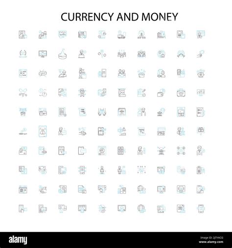 Currency And Money Icons Signs Outline Symbols Concept Linear