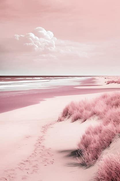 Premium Photo | A pink beach with a pink sky and the word beach on it