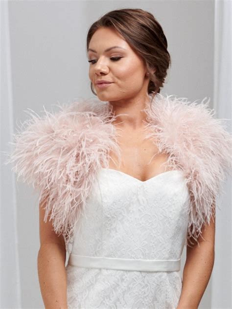 Hayworth Blush Pink Ostrich Feather Bridal Bolero