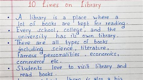 Write Lines On Library Short Essay Lines English Youtube