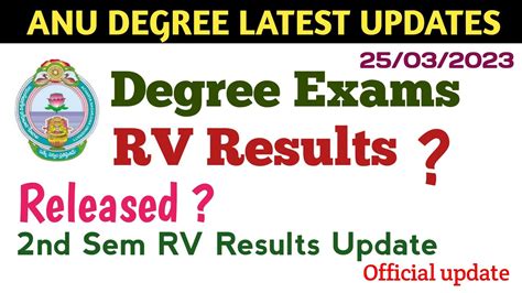 Degree Results 2nd Sem RV Results Official Update 2023 ANU Degree