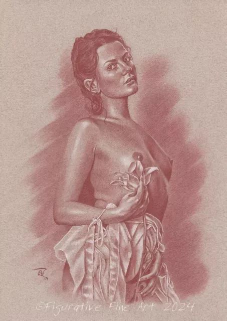 FEMALE NUDE ORIGINAL Fine Art Drawing Of Naked Woman Sanguine Pastel