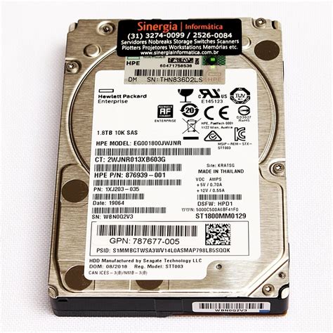 ST MM HD HPE TB SAS Gbps K RPM SFF DP Enterprise Hot Plug