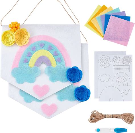 Amazon Webeedy Set Rainbow Felt Banner Kit Colorful Banner Felt