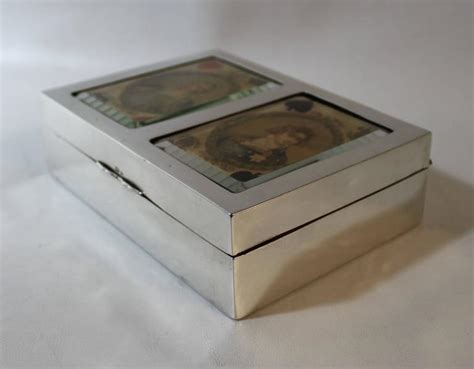 Edwardian English Sterling Silver Playing Cards Box By Walter H Wilson