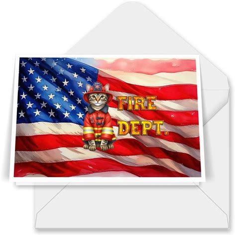 Firefighter Manx Hero Rescue Fire Dept Fireman USA Flag 7x5in Folded