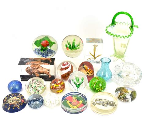 Lot 380 Various Art Glass Paperweights And Vases To