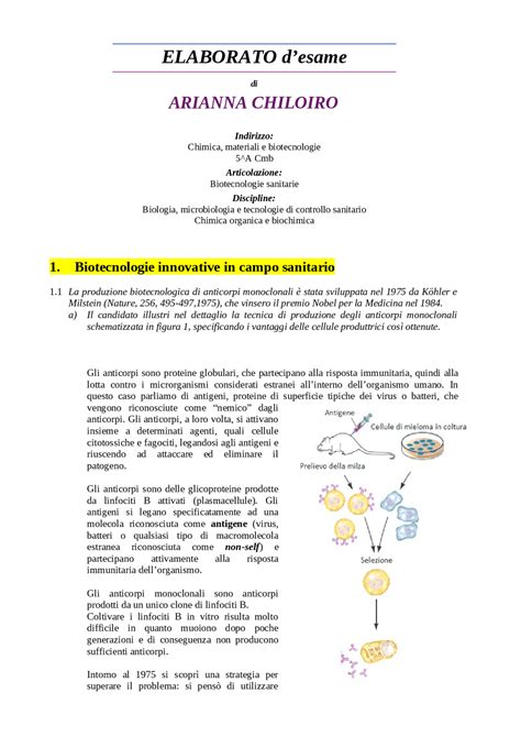 Elaborato D Esame Microbiologia E Chimica Organica Prove Svolte Di