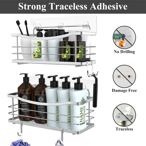 Buy Odesign Adhesive Shower Caddy No Drilling With Soap Dish 3 Tiers