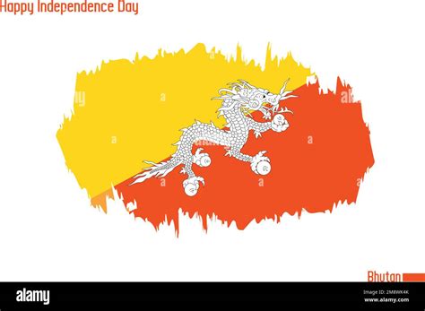 Bhutan National Flag Artistic Grunge Brush Stroke Concept Vector Design