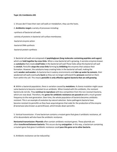 As Biology Topic 10 Antibiotics Worksheet And Mark Scheme Teaching Resources