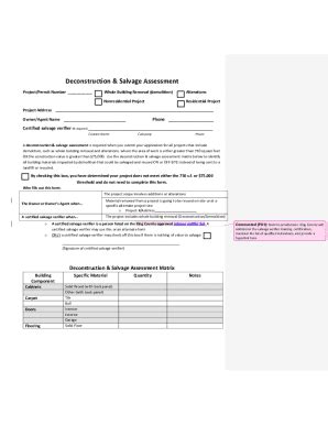 Fillable Online Your Kingcounty Deconstruction And Salvage Assessment