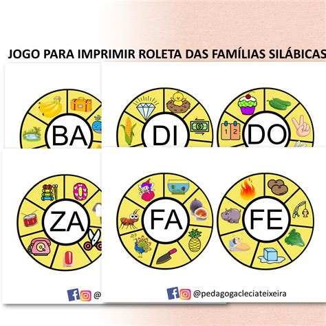 Jogo Para Imprimir Roleta Das Famílias Silábicas Clécia Teixeira