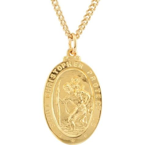 24kt Gold Plated 28 77x17 74mm St Christopher Medal 24 Necklace The Catholic Company