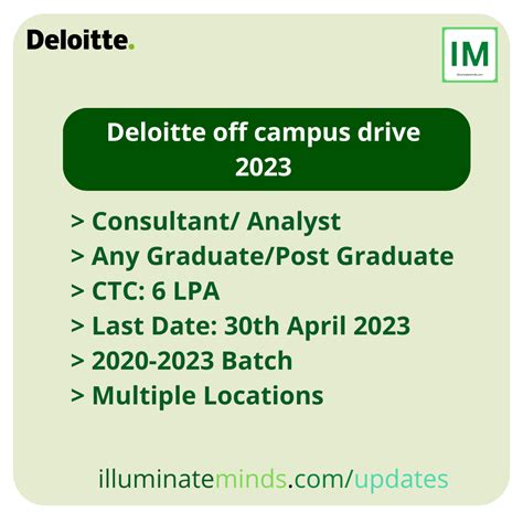 Deloitte Off Campus Drive Consultant Analyst Any Graduate