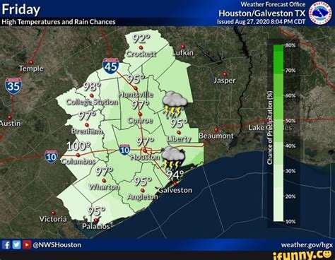 Weather Forecast Office Friday TX High Temperatures and Rain Chances ...