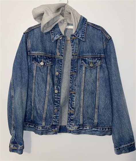 Mnml Hooded Denim Trucker Jacket By Mnml Size Medium Grailed