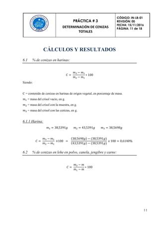 Pr Ctica Lab An Lisis Determinaci N De Cenizas Pdf