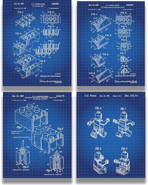 Amazon Govivo Legos Patent A Set Of Four Lego Patents Wall Art