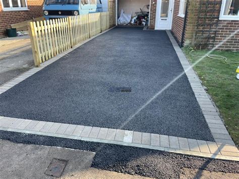 Tarmac Driveway With Natural Grey Brick Border In Maidstone Kent JD