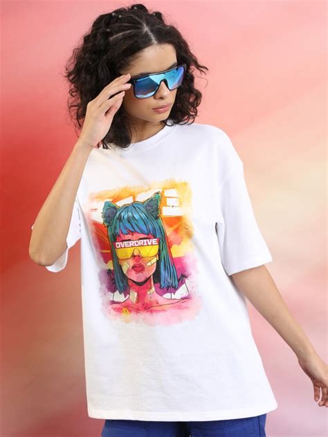 Buy Tokyo Talkies White Printed Round Neck T Shirt For Women Online At