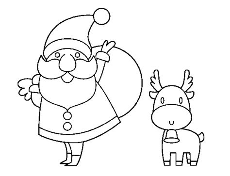 Desenho De Papai Noel E Um Rena Para Colorir Colorir