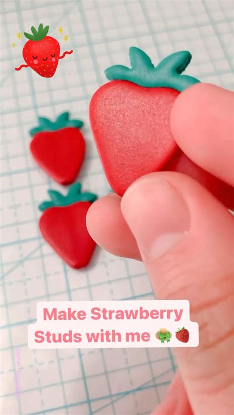 Diy Polymer Clay Strawberries Diy Earrings Studs Gissels Jewels