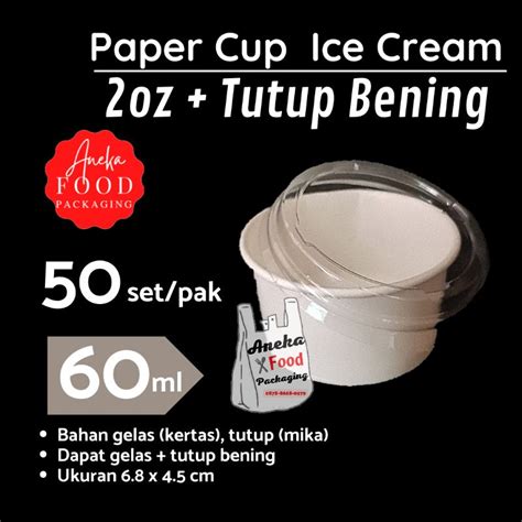 Jual Paper Cup Gelas 2oz Ice Cream Lid Tutup Bening 50pc Shopee