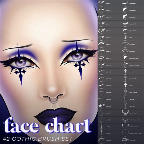 Face Chart 42 Piece Gothic Stamp Brush Pack Photoshop Procreate