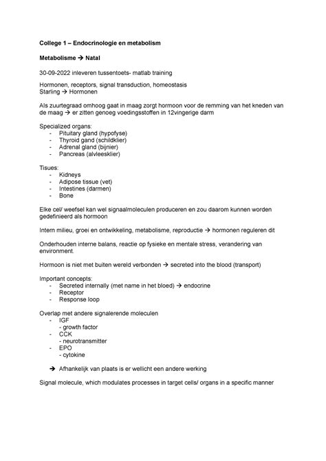 College 1 Metabolisme College 1 Endocrinologie En Metabolism