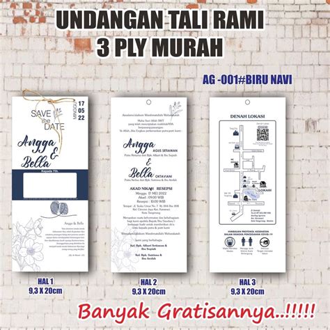 Jual Undangan Rustic Murah Dan Simpel Tali Rami Terbaru Kekinian Biru