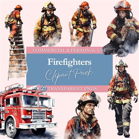 Firefighters Clipart Bundle Transparent Png Commercial Use Clip Art