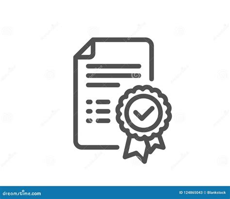 Certificate Line Icon Verified Document Sign Stock Vector