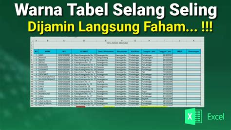 Cara Membuat Tabel Warna Selang Seling Di Excel Youtube