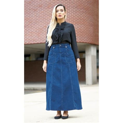 Alsharifa - 40" LONG DENIM JEAN SKIRT - WOMENS NAVY BLUE SKIRTS ...