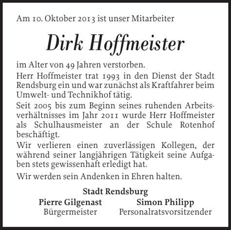 Dirk Hoffmeister Gedenken Landeszeitung