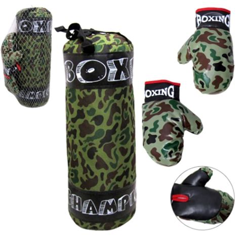 Kit Treino Par De Luva E Saco Pancada Boxe Boxing Camuflado Submarino