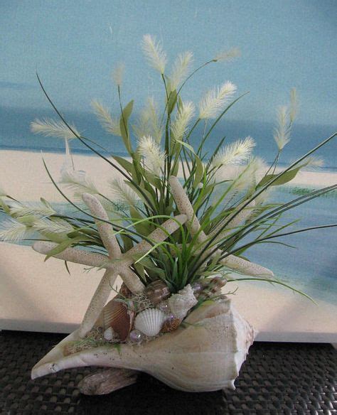 Whelk Shell Coastal Beach Starfish Grass Centerpiece Seashell