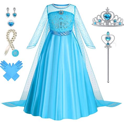 Princess Elsa Costume For Girls Snow Queen Fancy Dress Up Costume