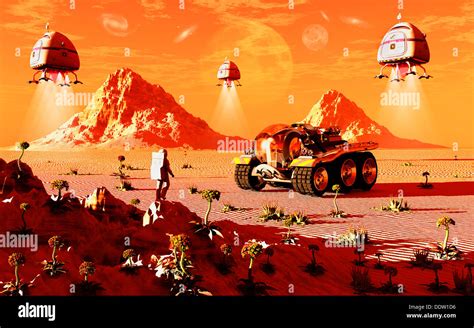 Starting A Mining Colony On An Alien Planet Stock Photo Alamy