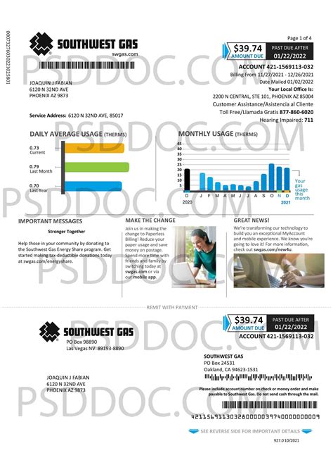 Utility Bill Usa Southwest Gas Gas Psd Store