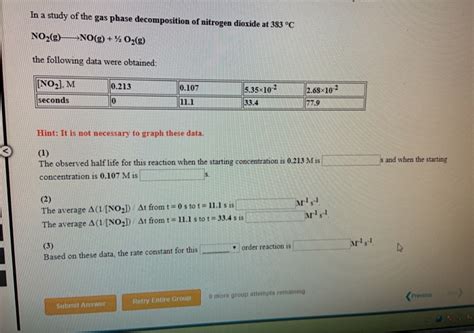 Solved In A Study Of The Gas Phase Decomposition Of Nitrogen Chegg