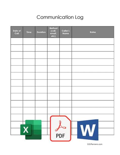 Communication Log Template