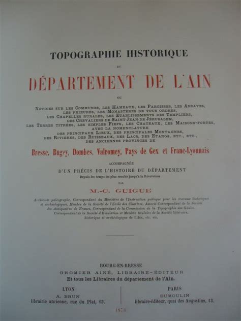 Marie Claude Guigue Topographie Historique Du D Partement Catawiki