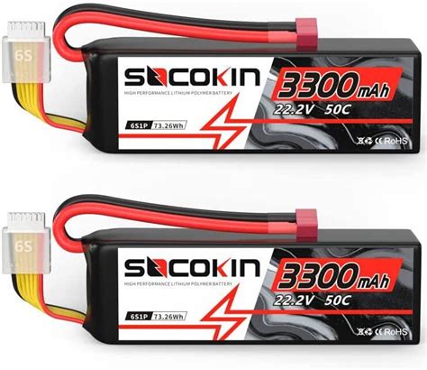 Amazon Socokin 6S Lipo Battery 22 2V 50C 3300mAh RC Battery With