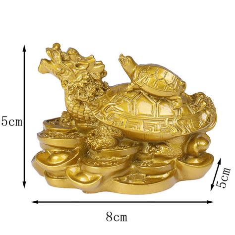 Pc Gold Feng Shui Dragon Turtle Tortoise Statue Figurine Coin Money