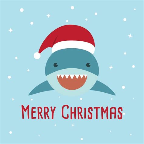 Premium Vector A Cute Shark Wearing Santa Claus