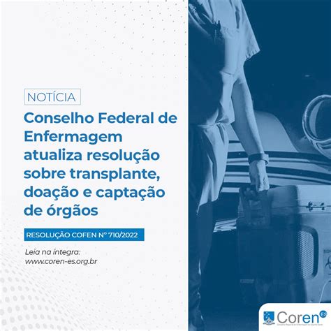 Cofen atualiza resolução sobre transplante doação e captação de órgãos