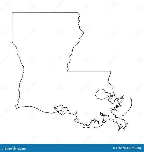 Louisiana State Of USA Solid Black Outline Map Of Country Area