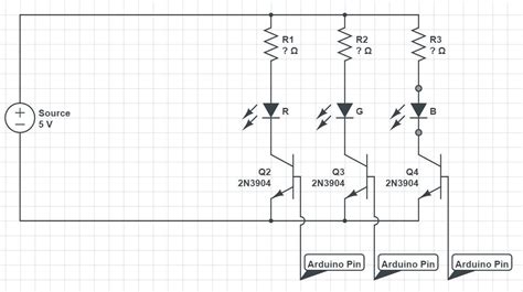 How Do I Connect A Common Anode Rgb Led With A Transistor In A Way That It Defaults To On